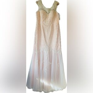 Eureka Wedding Dress Women’s 3XL New With Tags Pink/White Lace Tulle Style 3510‎
